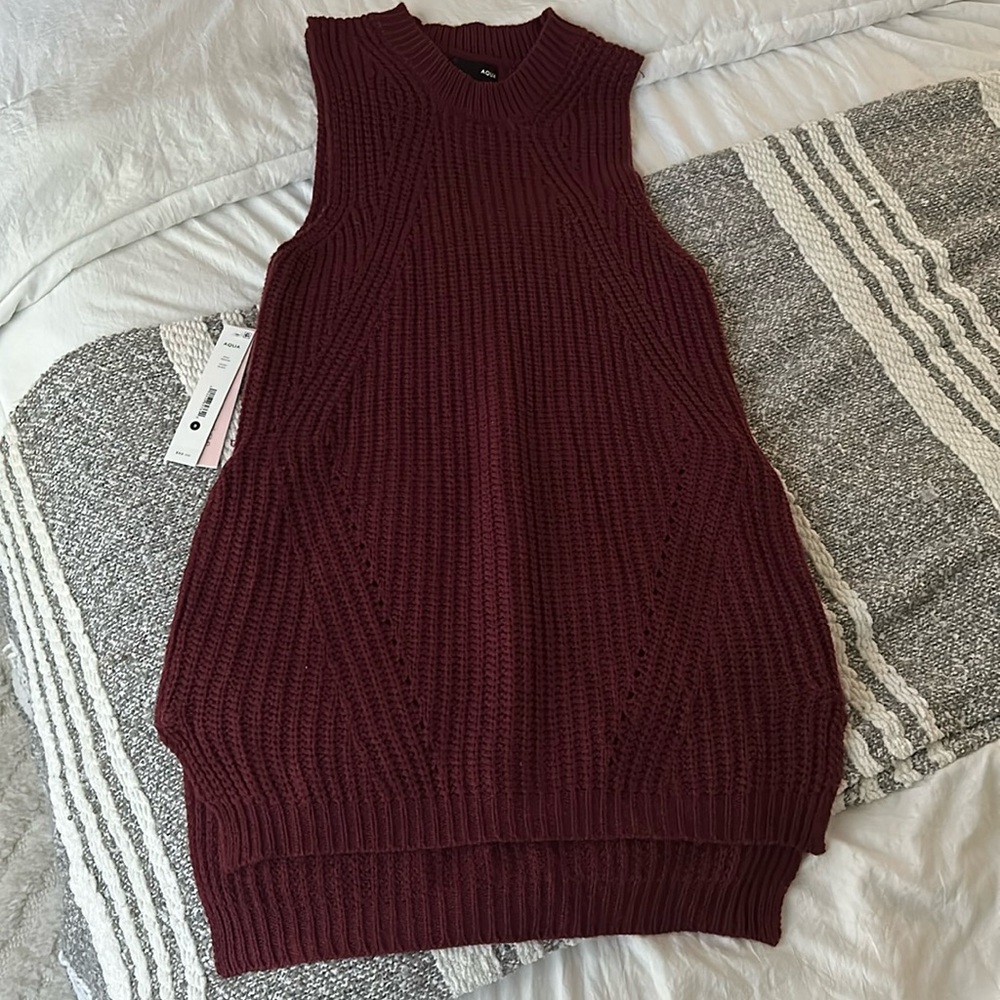 burgundy knit tunic